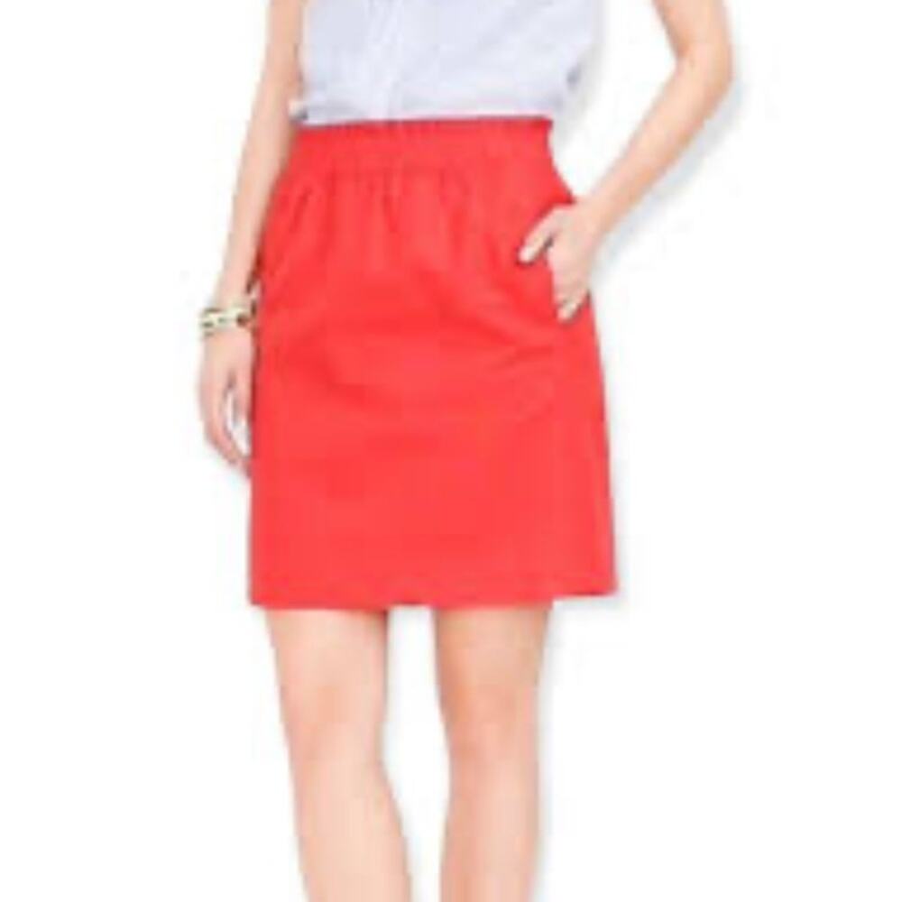 J. Crew Mercantile Red Sidewalk Mini Skirt Red NWT Elastic Waistband Pockets 6